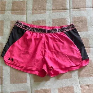 Under Armour Women's Pink and Grey Shorts